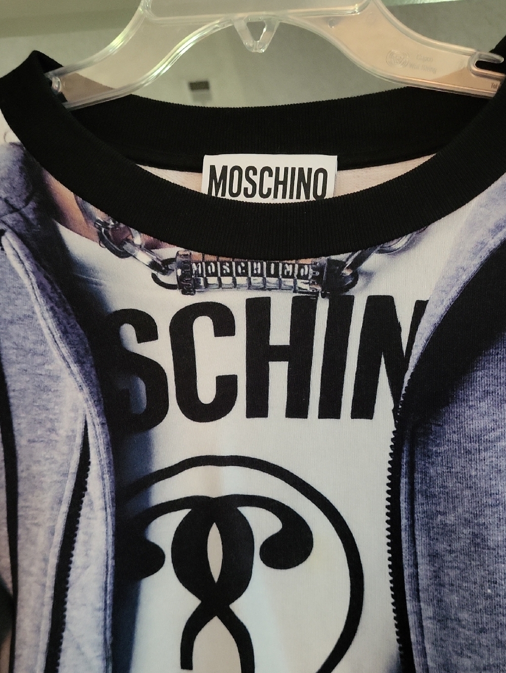 Moschino Black, White & Blue Graphic Crewneck Sweatshirt - Picture 3 of 11